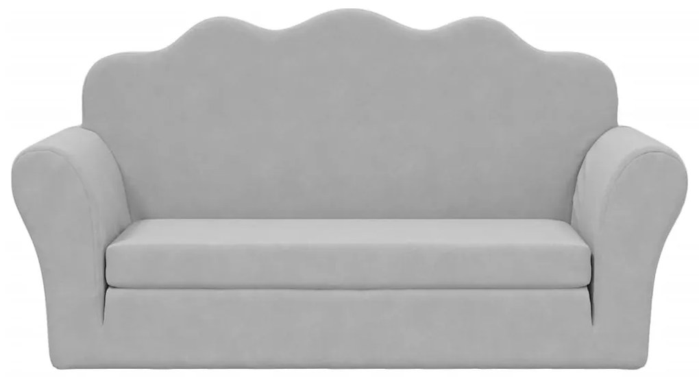 Sofá-cama infantil de 2 lugares pelúcia macia cinzento-claro