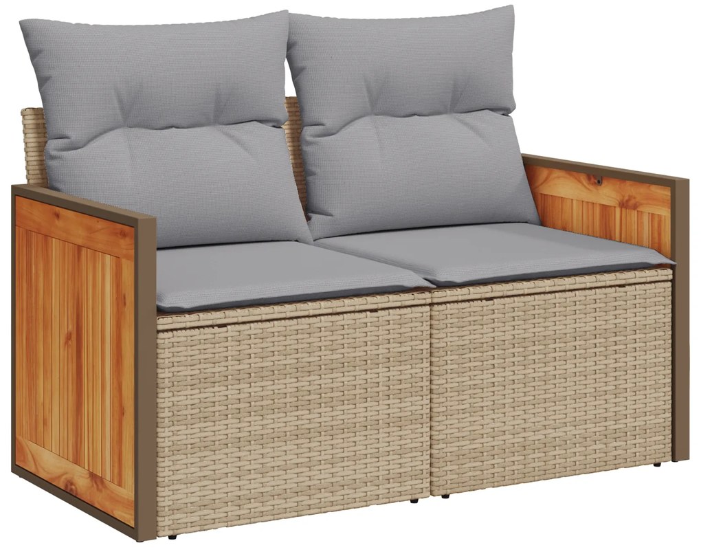 Conjunto de Sofá de Jardim vidaXL de 13 Peças com Almofadas Bege Vime
