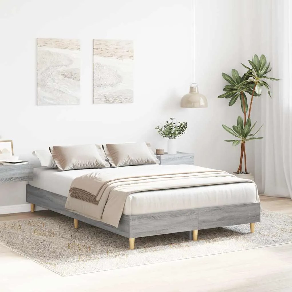 Estrutura de cama sem colchão 120x200 cm cinza sonoma