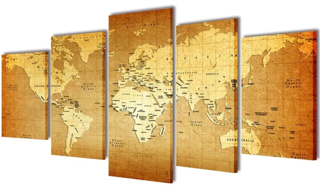 241597 vidaXL Políptico mapa do mundo 200 x 100