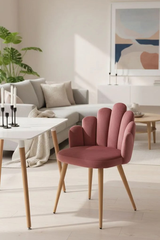 Cadeira Hand Veludo - Rosa