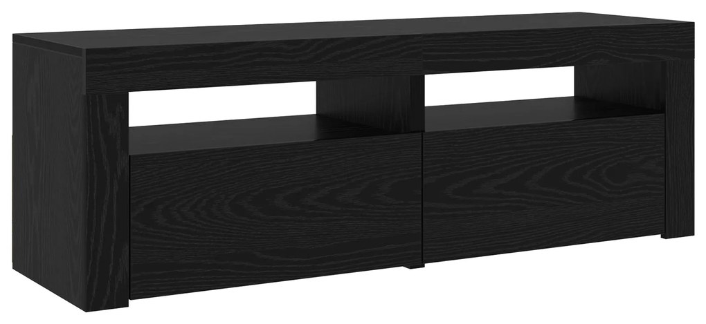 Gabinetes de TV vidaXL 2 pcs com Luzes LED Madeira de Carvalho Preto,