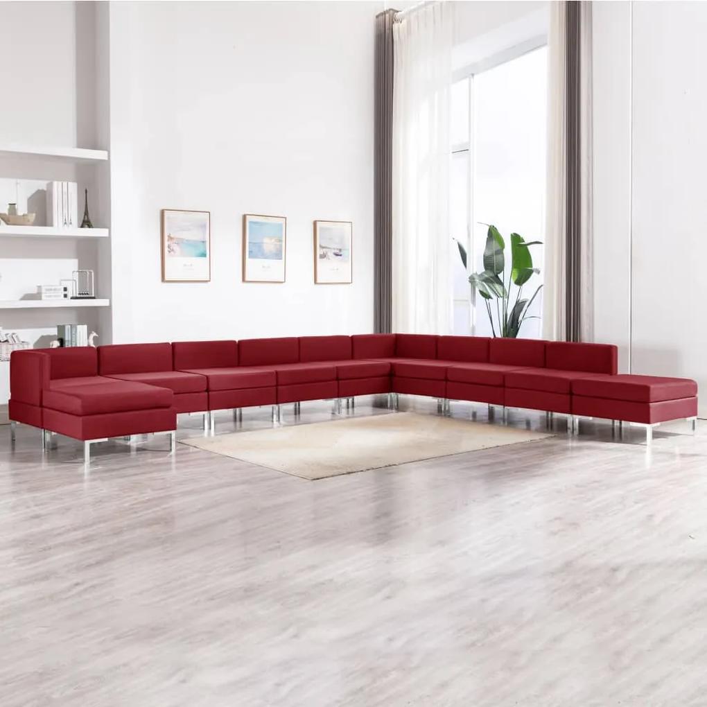 3052927 vidaXL 11 pcs conjunto de sofás tecido vermelho tinto