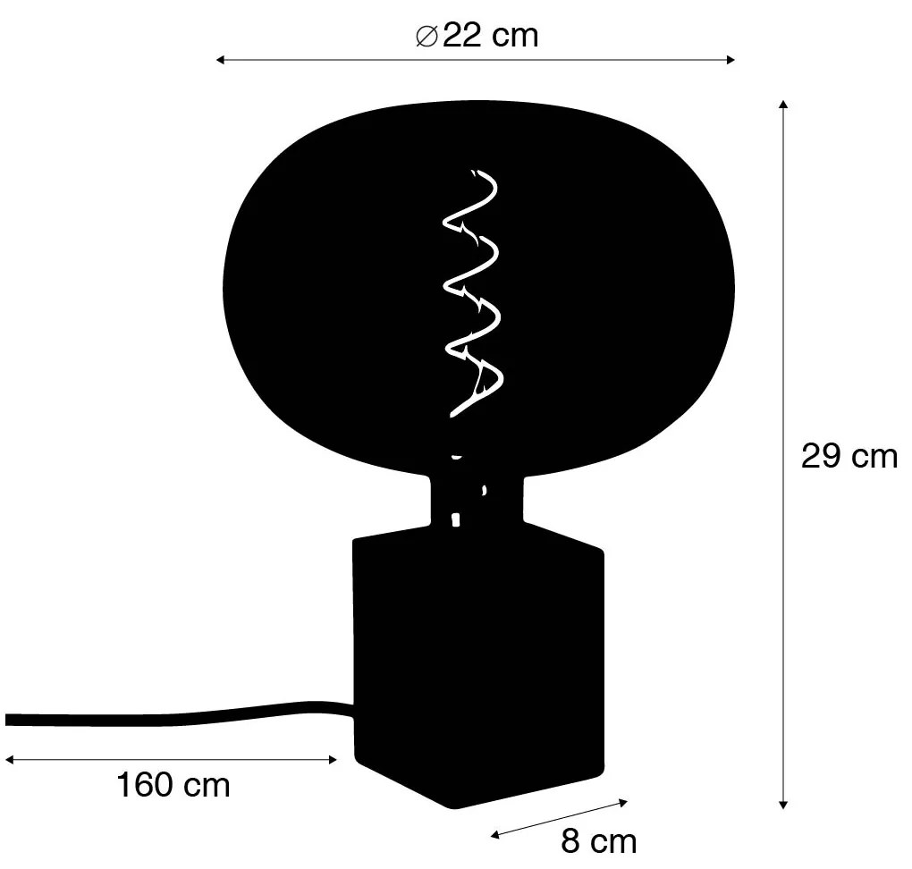 Candeeiro de mesa rústico em madeira preto com LED regulável G220 incluído - Bloc Rústico ,Moderno