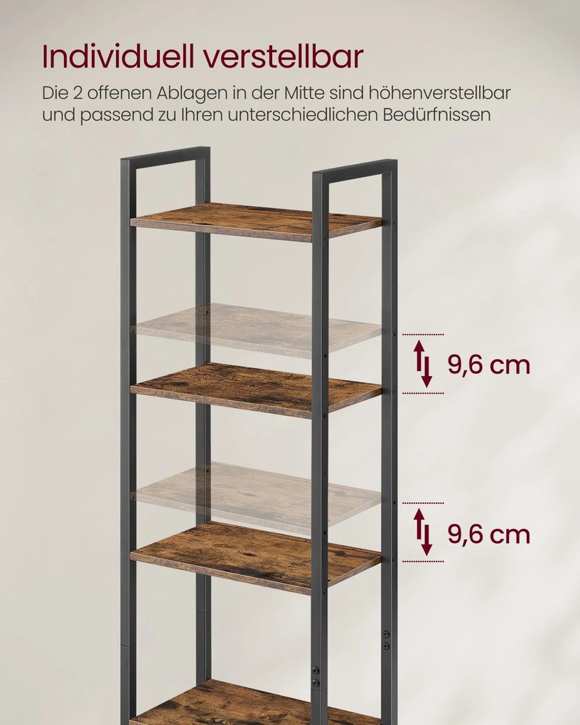 Estante para livros, 6 prateleiras 24 x 40 x 159,5 cm castanho vintage-preto