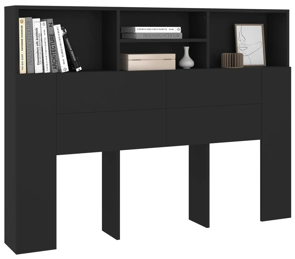 Armário de cabeceira 140x19x103,5 cm preto