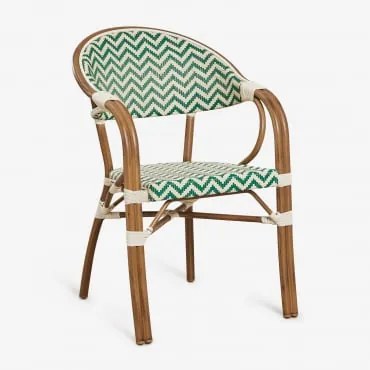 Cadeira De Jantar Empilhável De Alumínio Brielle Bistro Com Braços Verde Couve - Gardénia Branco - Sklum