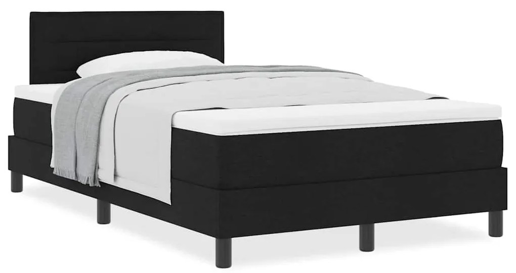 Cama Box Spring com Colchão Preta 120x190 cm Tecido