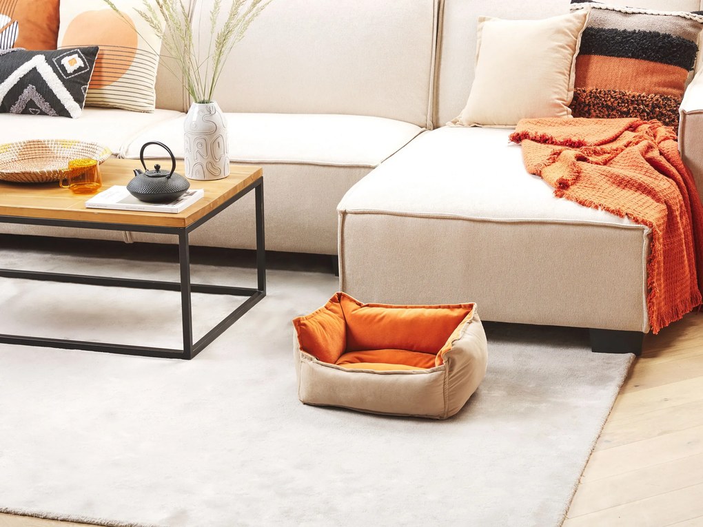 Cama de animal em veludo laranja e creme 50 x 35 cm IZMIR Beliani