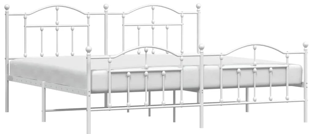 Estrutura de cama com cabeceira e pés 193x203 cm metal branco