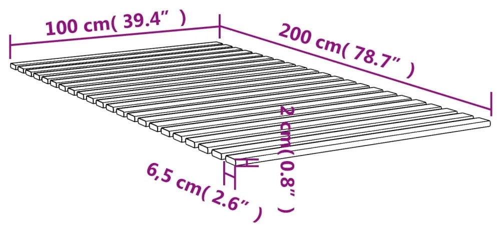 Ripas para estrado de cama 100x200 cm madeira de pinho maciça