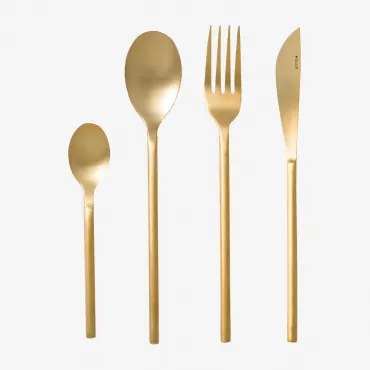 Conjunto De Talheres 16 Peças Em Aço Inoxidável Dana Dourado - Sklum