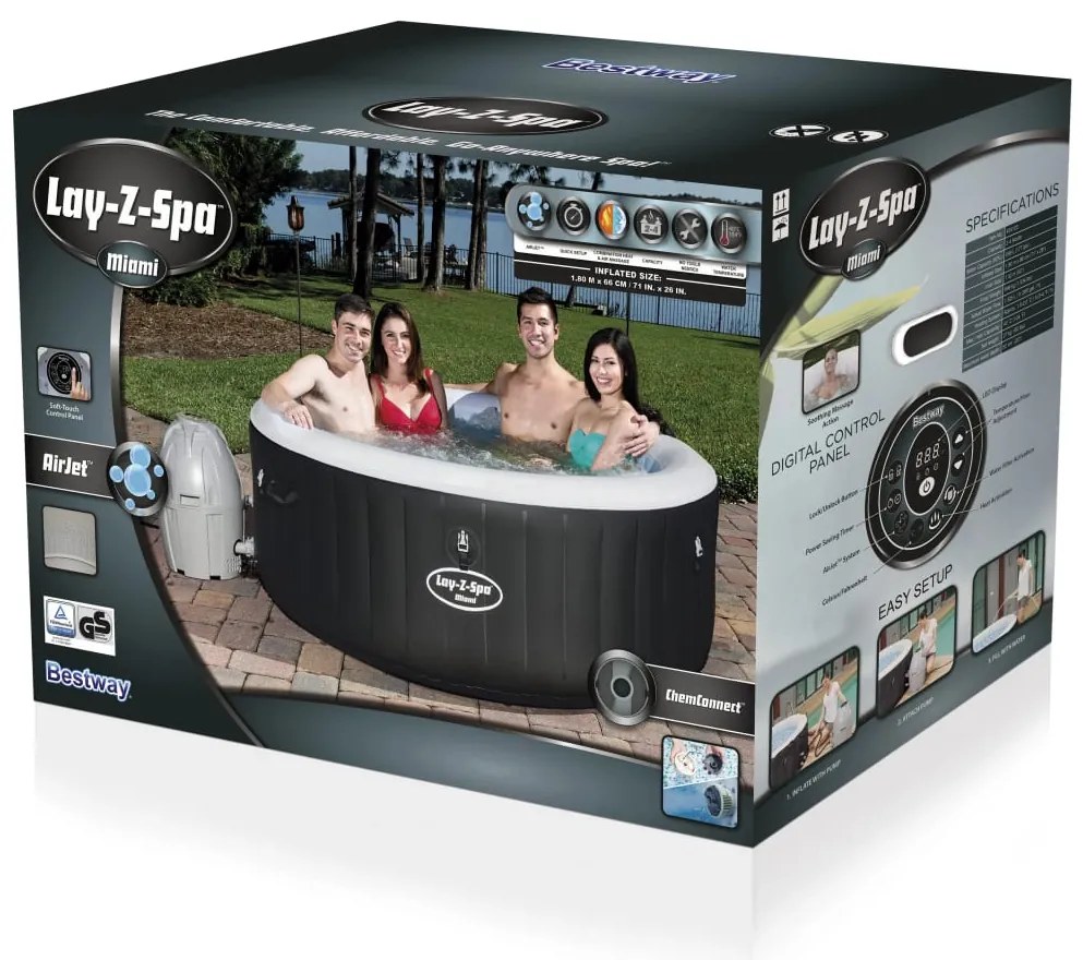 Lay-Z-Spa Banheira de hidromassagem insuflável Miami Air Jet