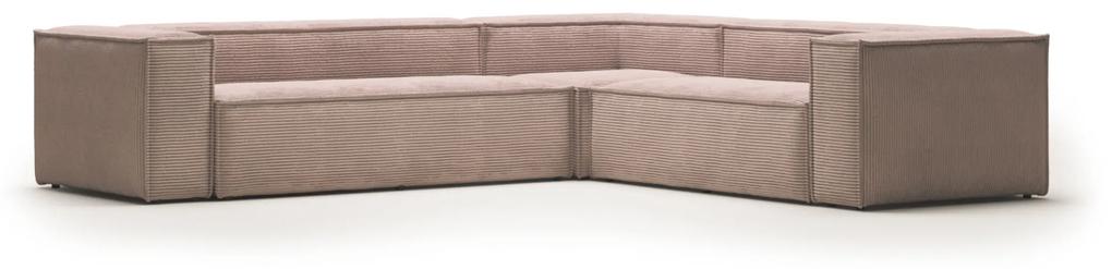 Kave Home - Sofá de canto Blok 5 lugares bombazine rosa 320 x 290 cm