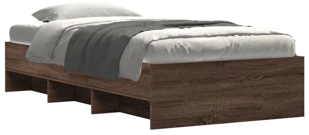 Estrutura cama s/ colchão derivados madeira carvalho castanho