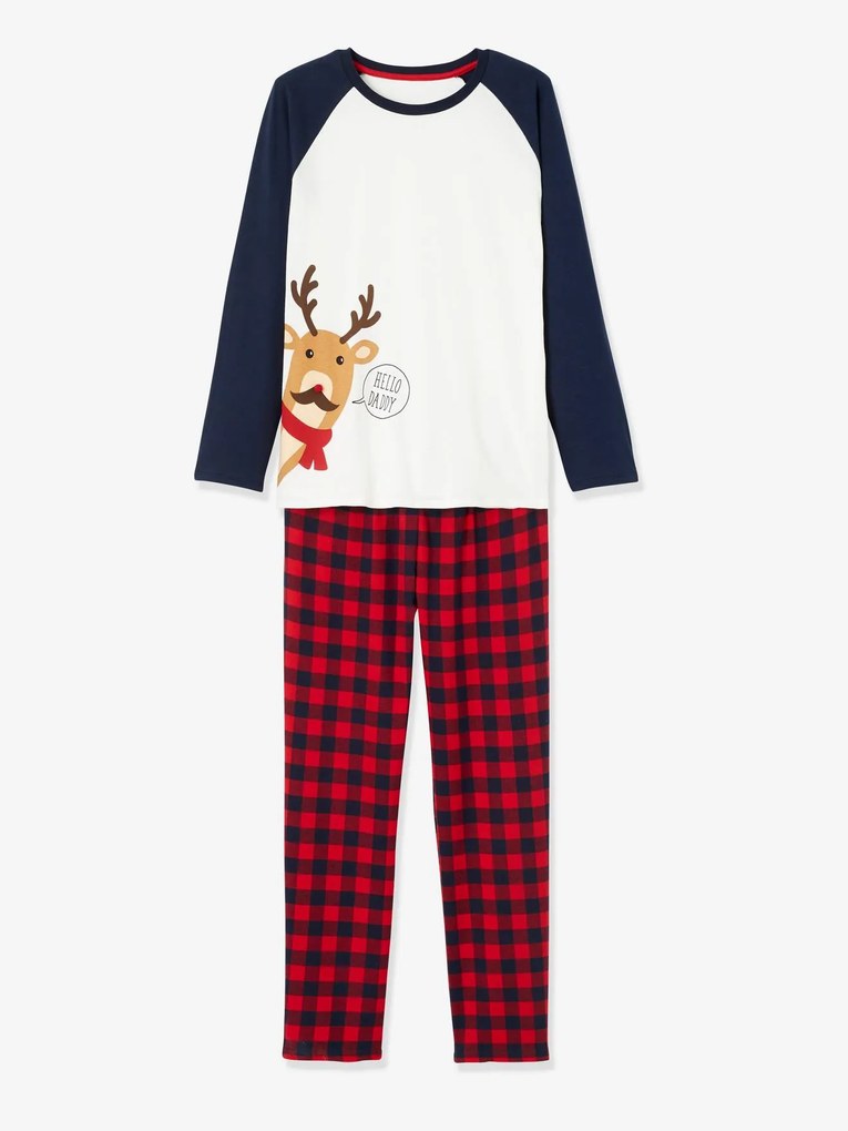 Pijama de homem, especial Natal, coleção cápsula família bege claro liso com motivo