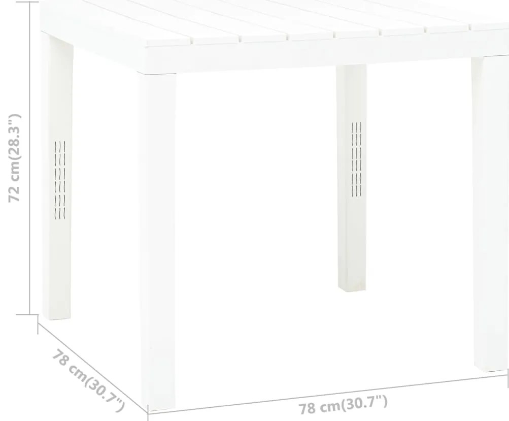 Mesa de jardim 78x78x72 cm plástico branco