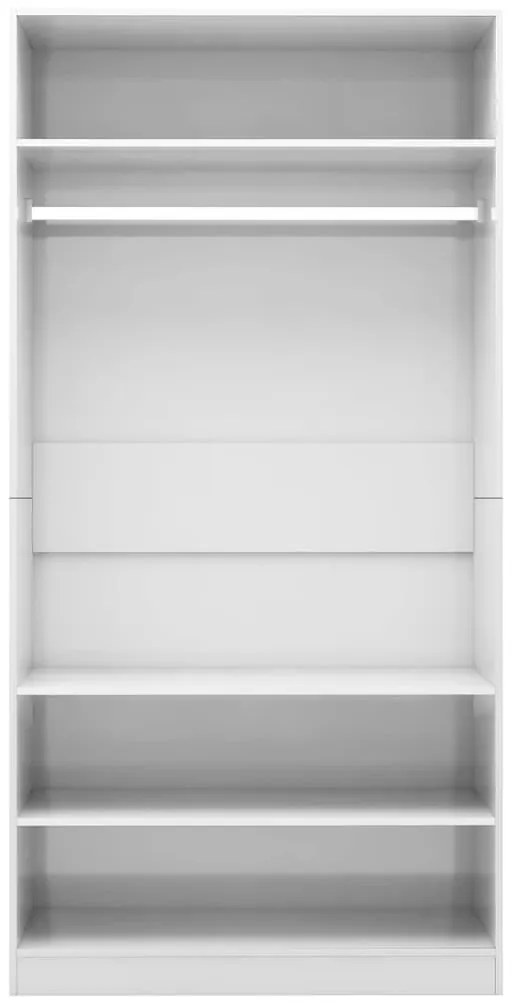 Roupeiro 100x50x200 cm derivados de madeira branco brilhante