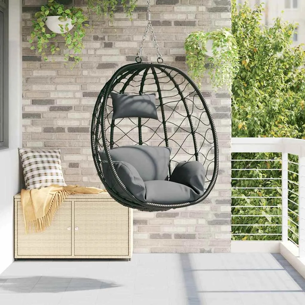 vidaXL Cesta de Cadeira de Ovo sem Suporte Antracite em Rattan Poliéster