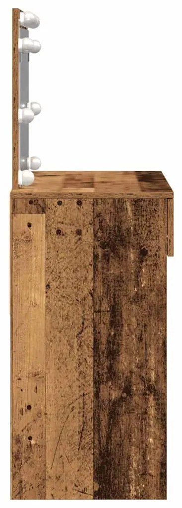 Mesa de Maquiagem com LED Madeira Velha 100x40x120 cm