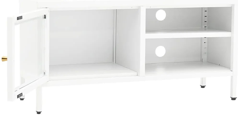 Móvel de TV 90x30x44 cm vidro e aço branco
