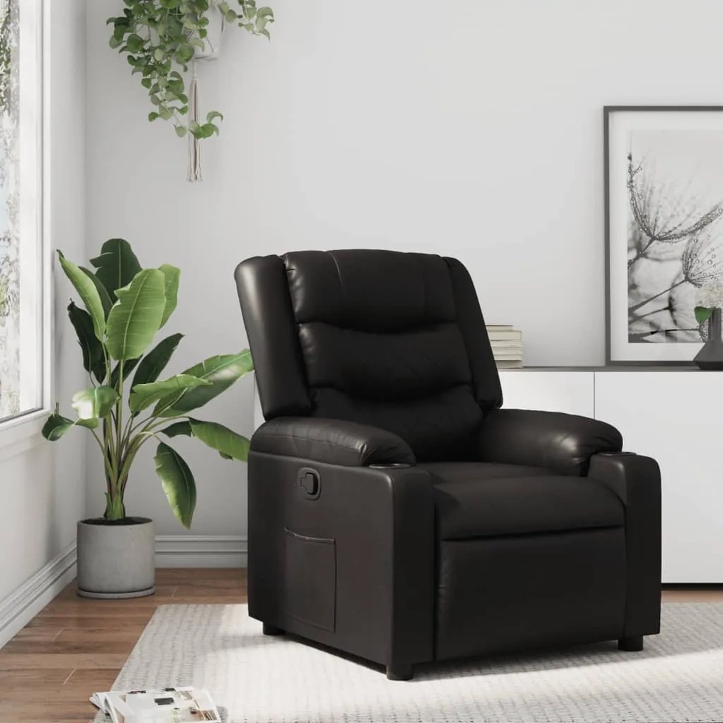 vidaXL Poltrona reclinável couro artificial preto