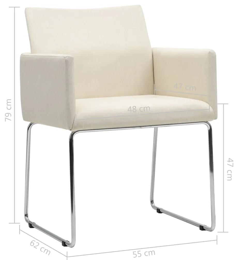 Cadeiras de jantar 2 pcs tecido aspeto linho branco