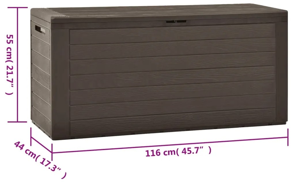 Caixa de arrumação para jardim 116x44x55 cm castanho
