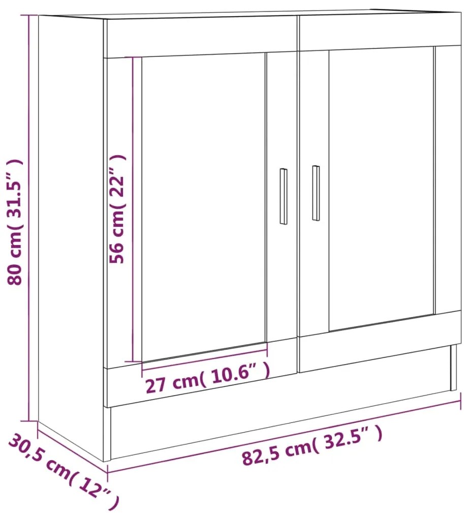 Vitrine 82,5x30,5x80 cm derivados madeira cinzento sonoma