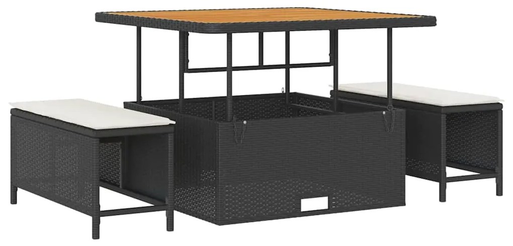 Conjunto de Sofá de Jardim de 11 Peças com Almofadas em Rattan Preto e