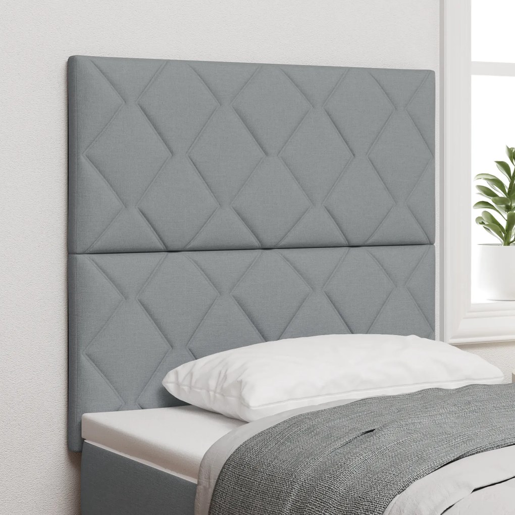 Cabeceira LED vidaXL Design de Blocos de Diamante Cinza Claro 90 cm Tecido
