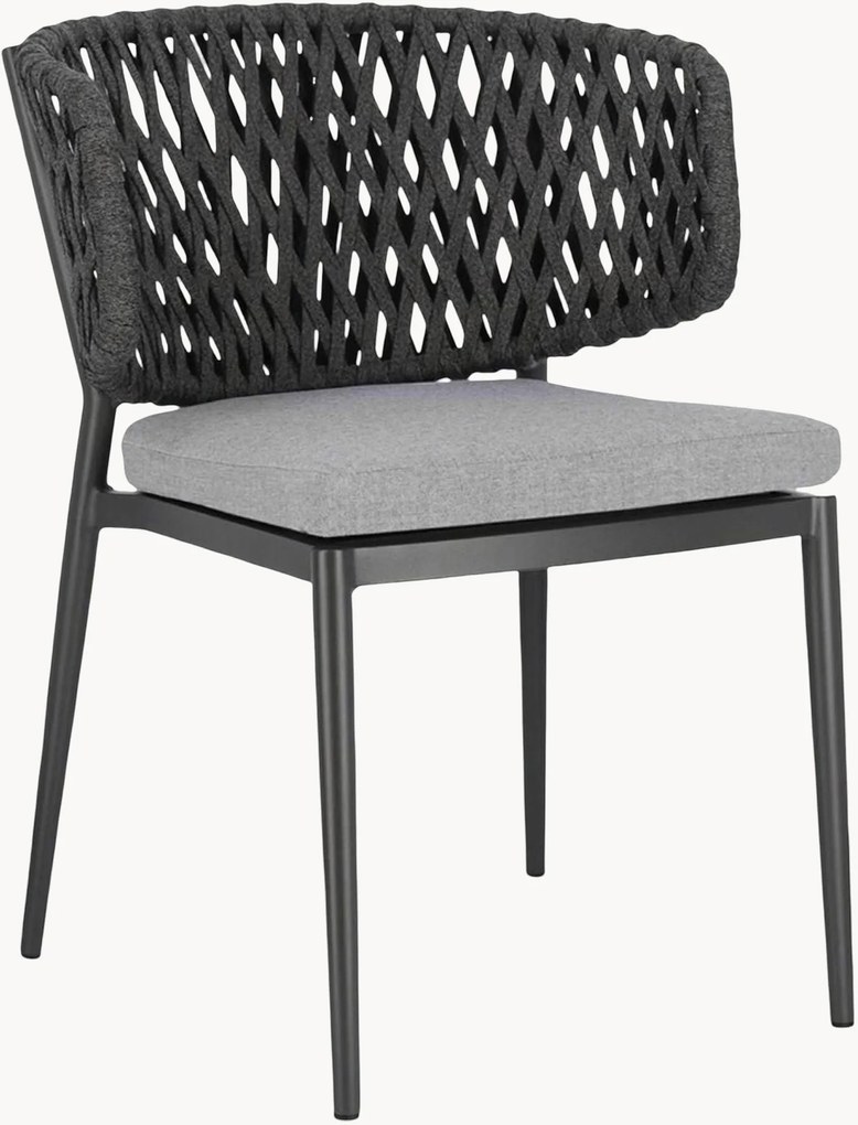 Cadeiras de jardim empilháveis Noelia Charcoal, conjunto de 4