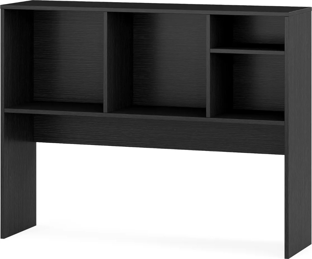 Estante organizadora de secretária 94 x 25 x 73 cm com 4 cubículos e compartimento traseiro aberto Preta