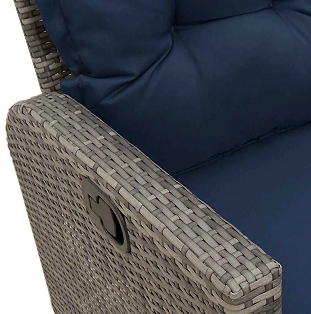 3 pcs conjunto sofás de jardim com almofadões em L vime PE