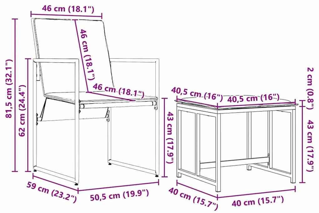 Conjunto de Jantar para Jardim vidaXL com 16 Peças e Almofadas em Aço