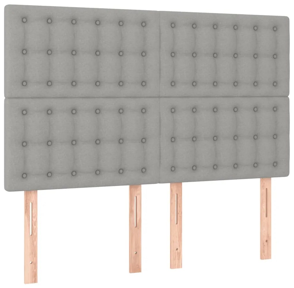 Estrutura de cama sem colchão 140x190 cm tecido cinzento-claro
