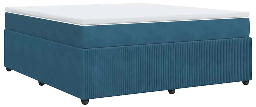 Cama com molas/colchão 180x200 cm veludo azul-escuro