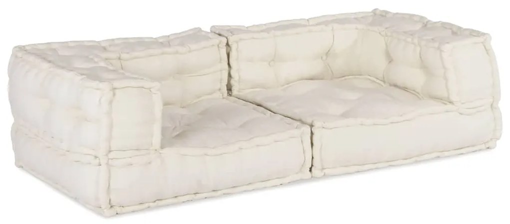 vidaXL Sofá modular de 2 lugares 140x70x36 cm tecido creme