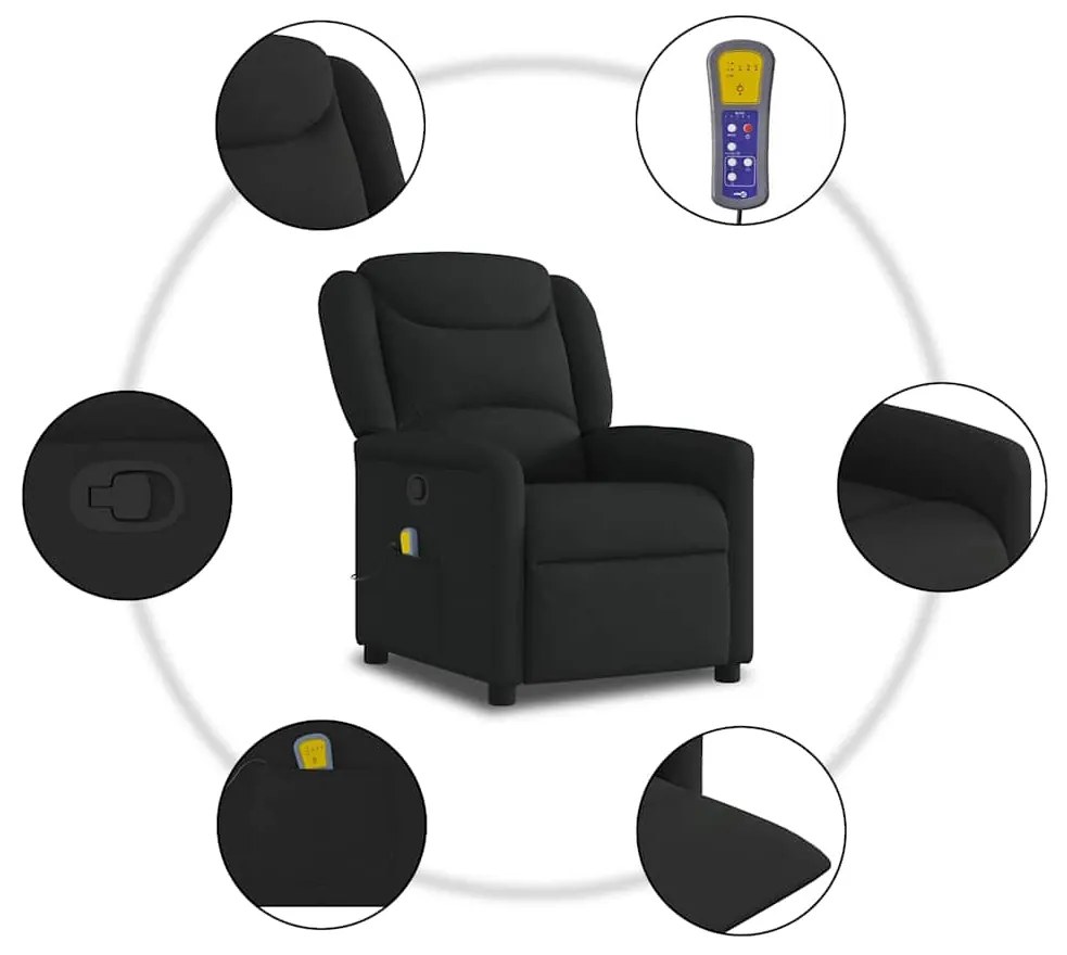 Poltrona de massagens reclinável tecido preto