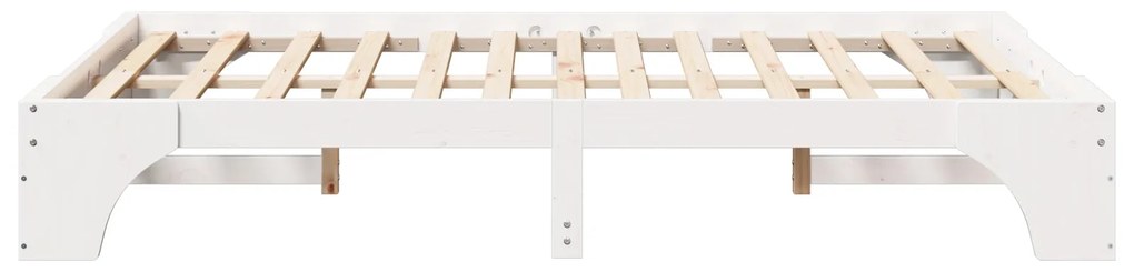 Estrutura de Cama de Casal Branca Madeira Sólida Cama de Casal
