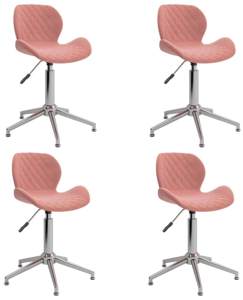 vidaXL Cadeiras de jantar giratórias 4 pcs veludo rosa