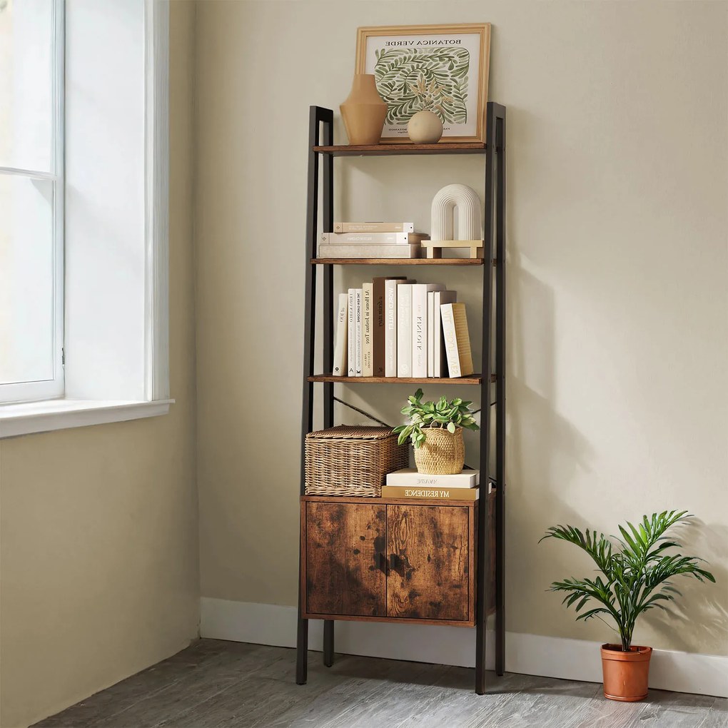 Estante industrial com 4 prateleiras 56 x 34 x 173 cm vintage/castanho escuro