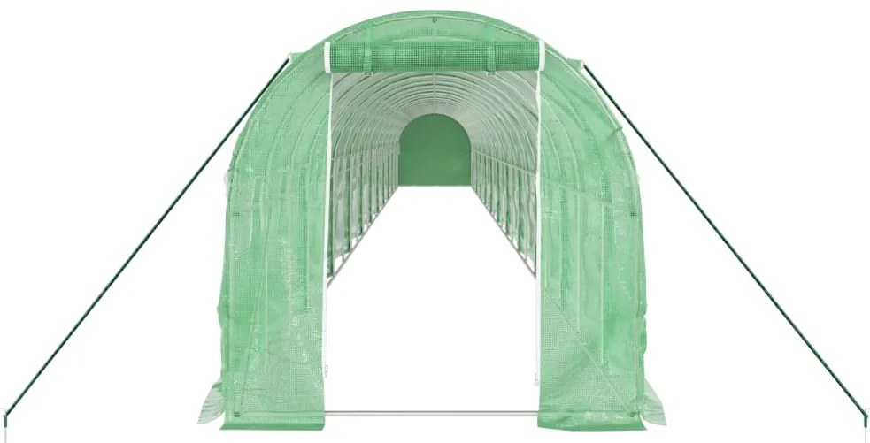 Estufa com estrutura de aço 44 m² 22x2x2 m verde