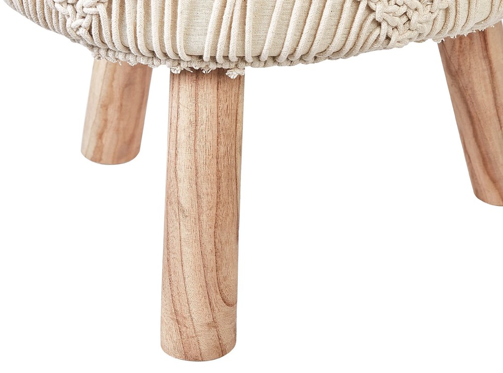 Tamborete em algodão estilo macramé creme MANZAI Beliani
