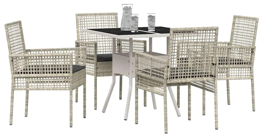 Conjunto de Jantar de 5 Peças Cinza Claro Rattan