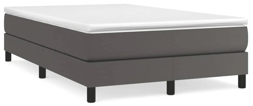Cama boxspring com colchão 120x190 cm couro artificial cinzento