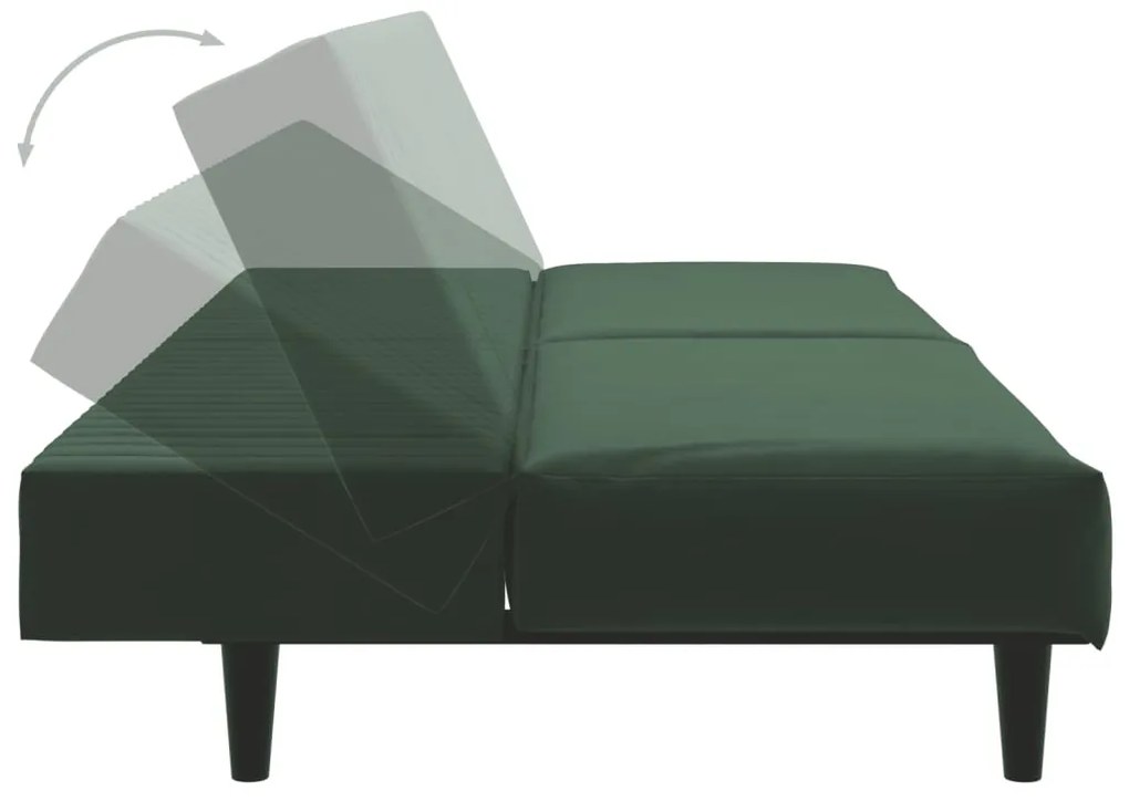 Sofá-cama de 2 lugares veludo verde-escuro