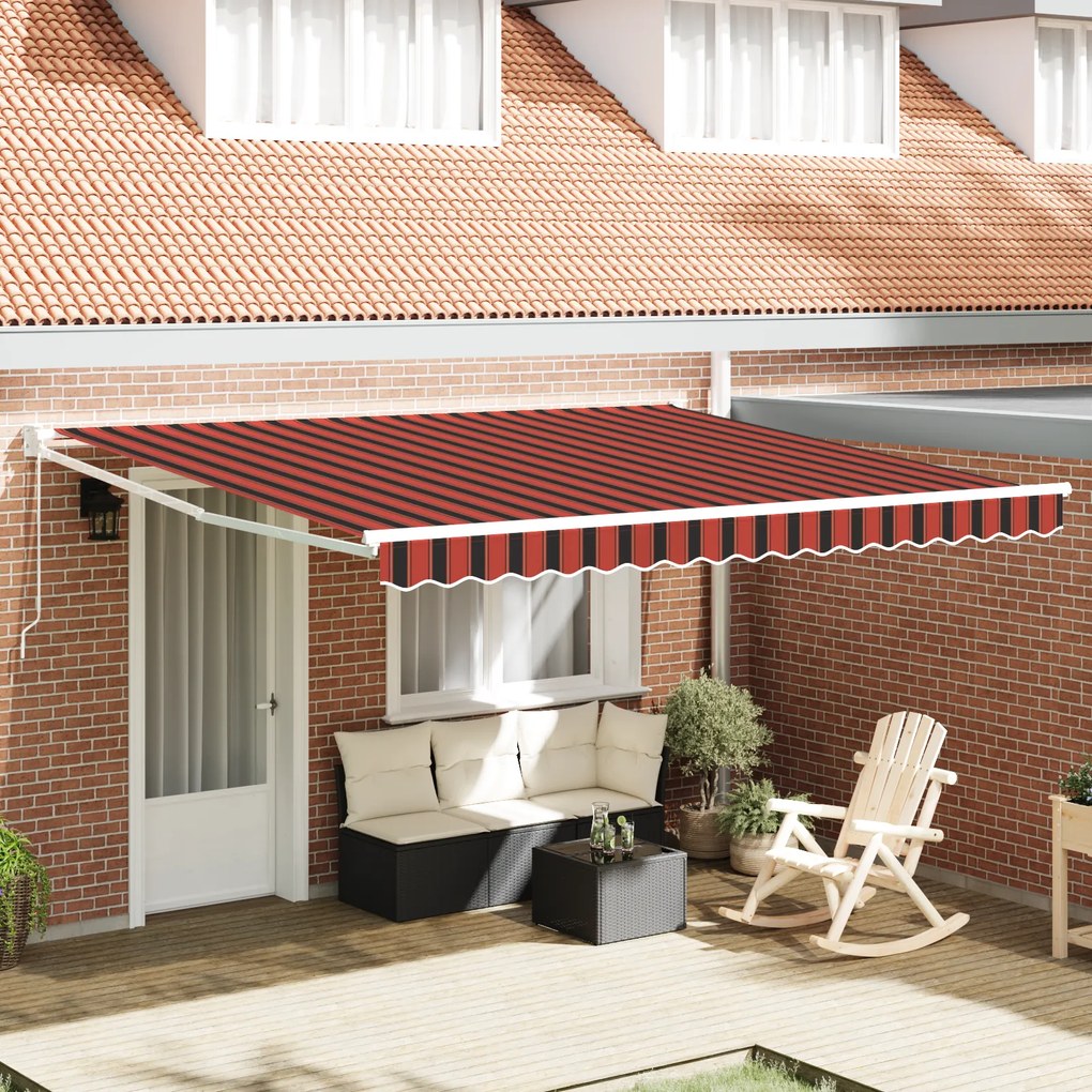 vidaXL Toldo Retrátil Manual Laranja e Marrom 400x300 cm
