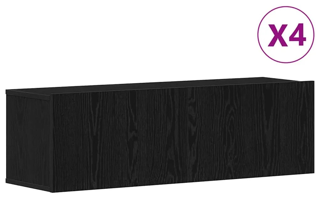 Estante de TV 4 Peças - Montada na Parede em Carvalho Preto