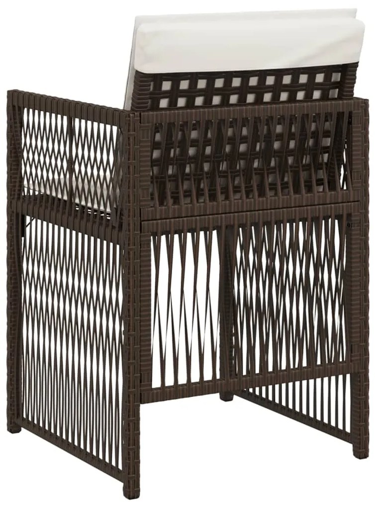 Cadeiras de jardim com almofadões 4 pcs vime PE castanho